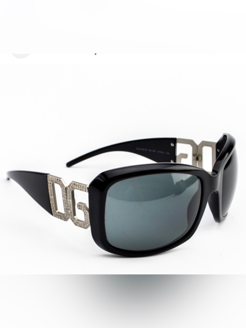 Dolce & Gabbana Black Sunglasses with Crystal DG Temple Accents Y2K Maximalist